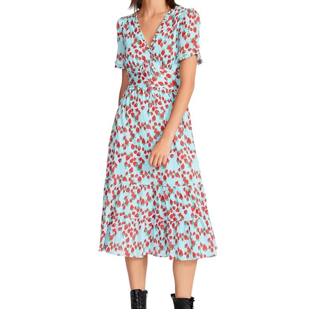 Betsey Johnson Strawberry Fields Beachy Blue Retro Style Dress NWT Size Large